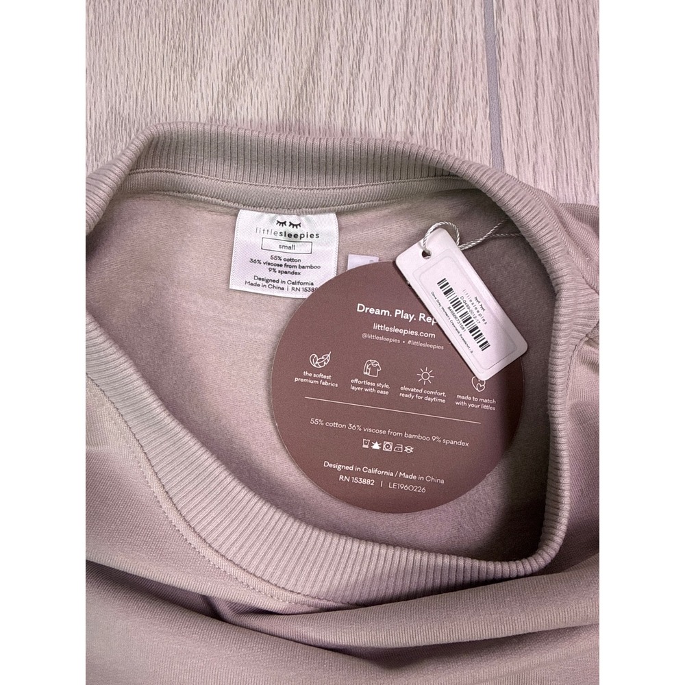 Little Sleepies Dove Gray Womens Crewneck Sweatshirt Size S New With Tags - Picture 4 of 6